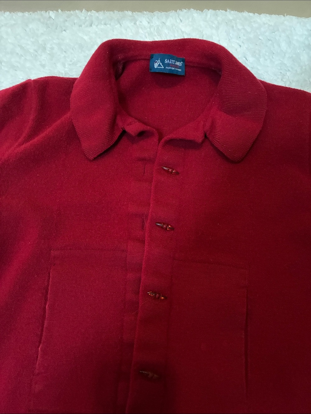Vintage Saint James Red Wool toggle fastener Cardigan